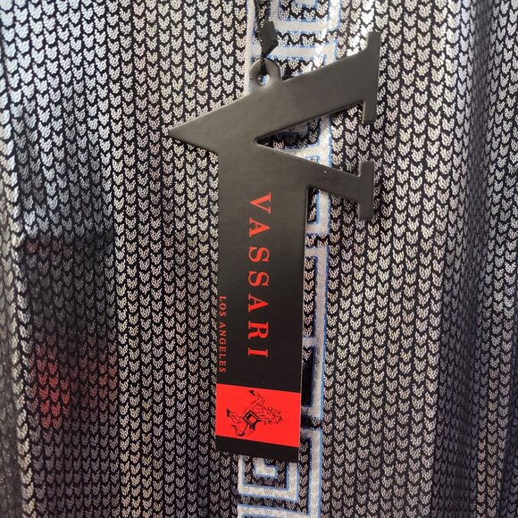 VARSARI BLUE SILVER GREEK KEY MAN'S DRESS SHIRT - Picture 3 of 12